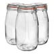 image 1 of 1.5L Pack of 3 Canisters Glass Storage Jars with Airtight Silicone Seal Metal Clip Top Lids