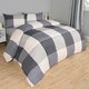 image 2 of OHS Gingham Check Reversible Duvet Cover and Pillowcase Bedding Set, Double - Grey