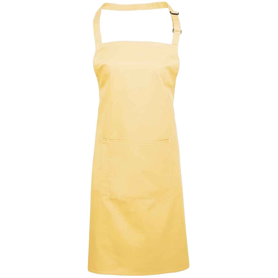 Premier Unisex Adult Colours Pocket Full Apron | Yellow | Lemon | One Size | 1