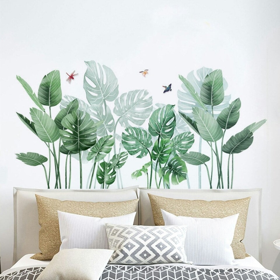 image 1 of Living and Home Tropical Rainforest Greenery Plants Wall Sticker | Green