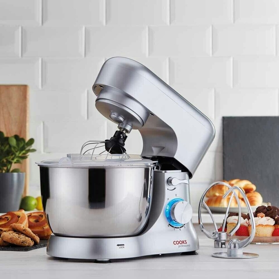 image 1 of Cooks Professional Stand Mixer | 1000W | 4.5 Litre Mixing Bowl | 8 Speed Settings | Silver