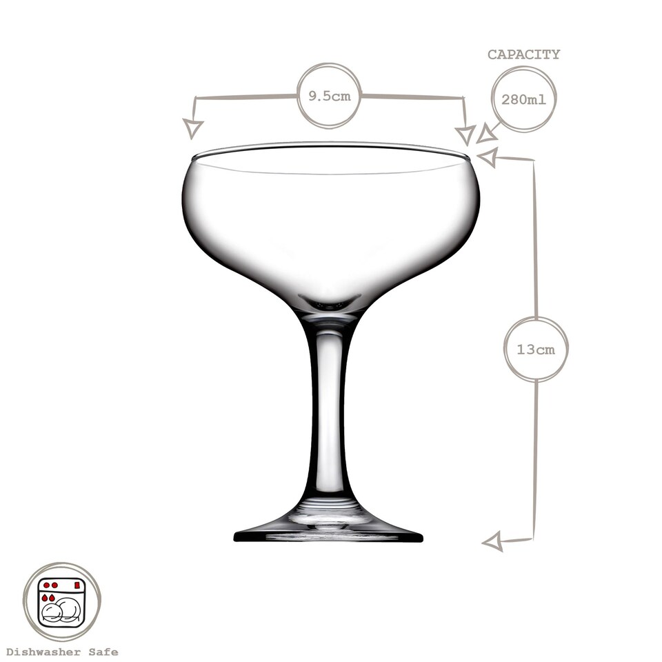 image 1 of Pasabache Bistro Glass Champagne Saucers - 280ml - Pack of 12