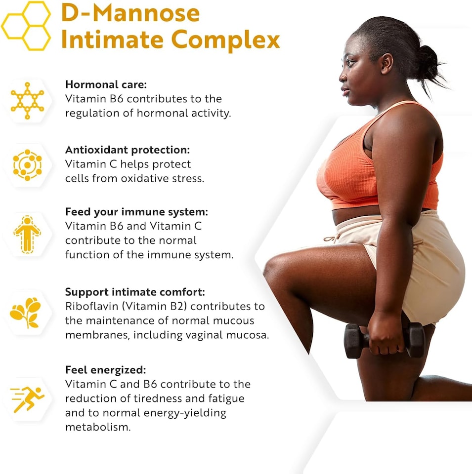 image 1 of Nutravita D Mannose Complex with Vitamin C, Vitamin B6 and Cranberry Fruit Extract - Support Normal Function of Immune System - 180 Tablets