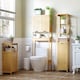 image 3 of kleankin Tall Bathroom Cabinet, Slim Storage Cabinet, Tallboy Bamboo Storage Unit with 3-Tier Storage Shelves and Freestanding Organiser, Natural