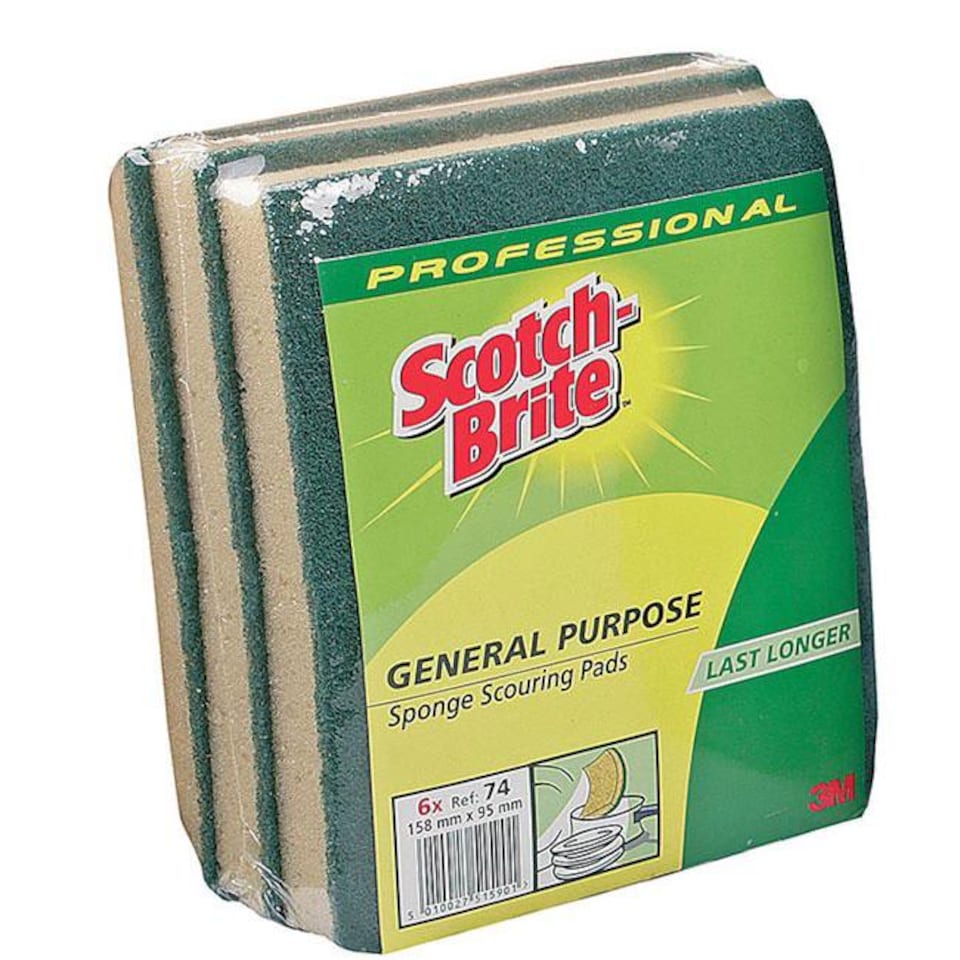 Scotch-Brite No 74 Professional General Purpose Sponge Scourer 6pk | Multi | One Colour | One Size | 1