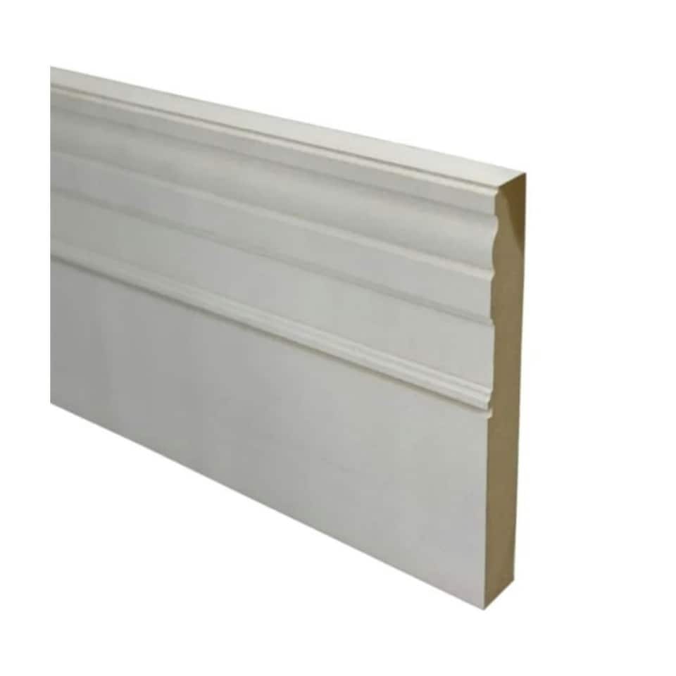 image 1 of PACK OF 15 (Total 15 Units) - 25mm x 194mm White Primed MDF Georgian Skirting Board - 4200mm Length