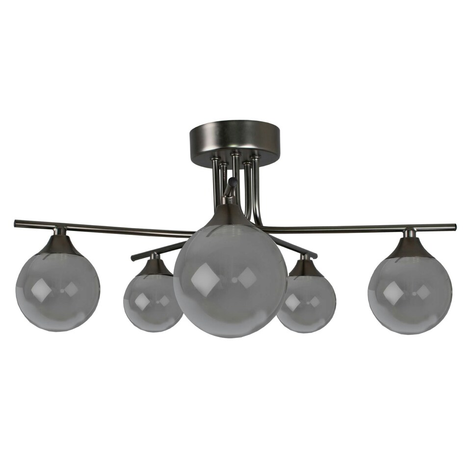 image 1 of Carney Gun Metal Smoked 5 Light Semi Flush Ceiling Light
