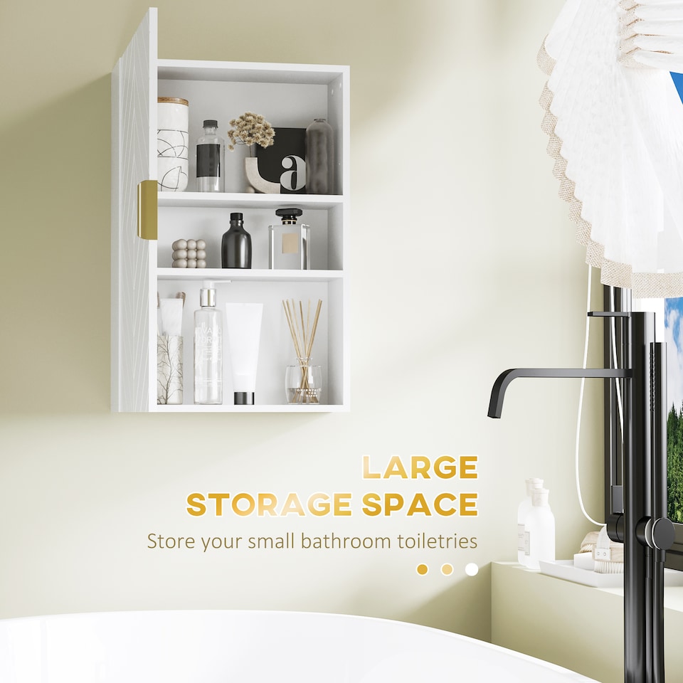 image 1 of kleankin Bathroom Wall Cabinet with Adjustable Shelves for Hallway, Living Room