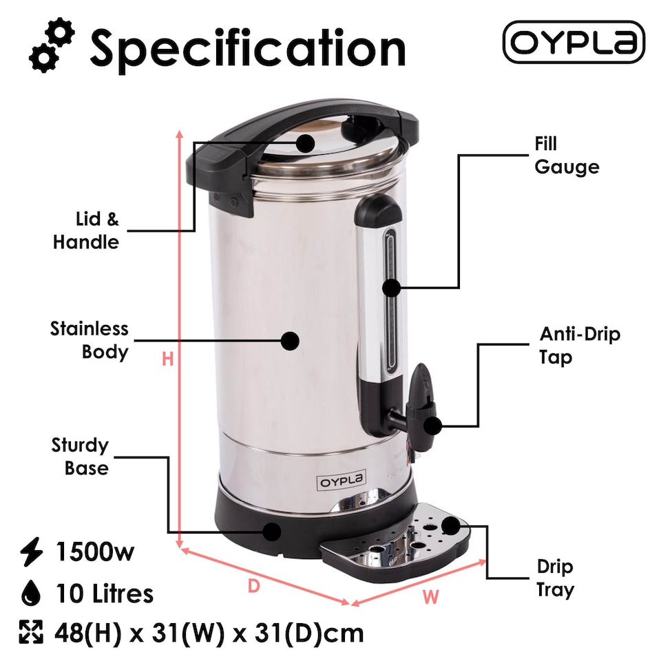 image 1 of 10L Catering Hot Water Boiler Tea Urn Coffee