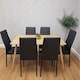 image 3 of Wood Dining Table Set with 6 Black Faux Leather Chairs Dining Kitchen Furniture Set