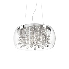Audi 8 Light Large Blown Glass Bubbles Ceiling Pendant Chrome, G9