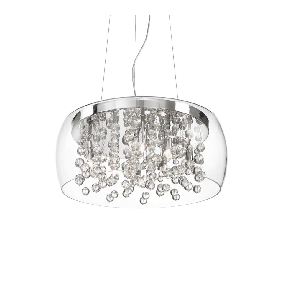 image 1 of Audi 8 Light Large Blown Glass Bubbles Ceiling Pendant Chrome, G9