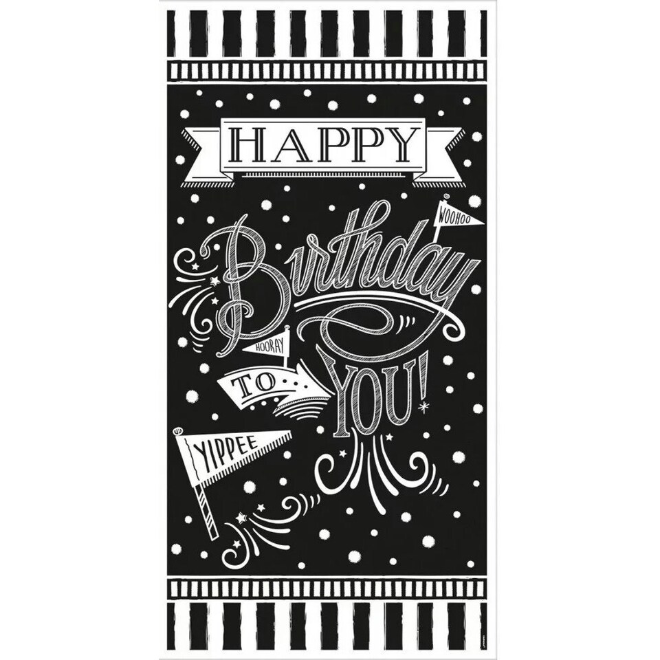Amscan Happy Birthday Vertical Banner - Black/White - One Size
