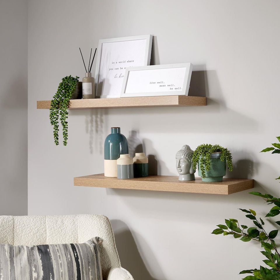 image 1 of Floating Storage Shelf Wall Mounted Wooden CD DVD Book Shelves Home Living Room | Brown