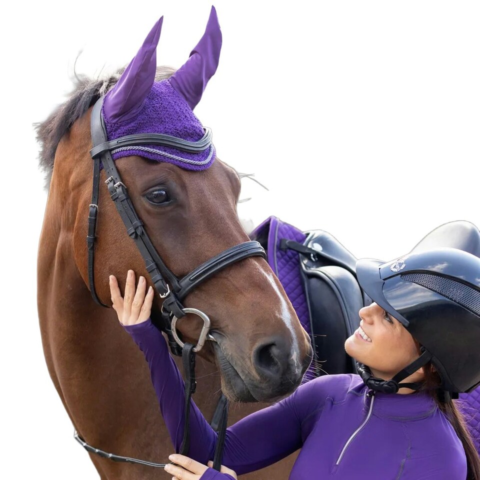 image 1 of Hy Sport Active Crochet Horse Fly Veil - Royal Violet - Cob/Full