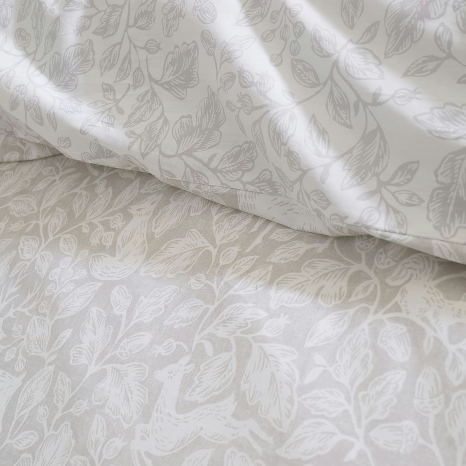 image 1 of Bianca Woodland 200 Thread Count Cotton Reversible Duvet Cover Set Natural | Cream | Natural | Single