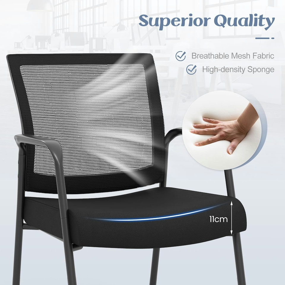 image 1 of COSTWAY 2Pcs Office Chairs Meeting Room Conference Chair Black
