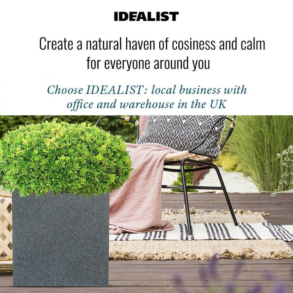 image 1 of Textured Concrete Effect Square Grey Outdoor Planter W49.5 H50.5 L49.5 cm, 123.7 ltrs Cap.