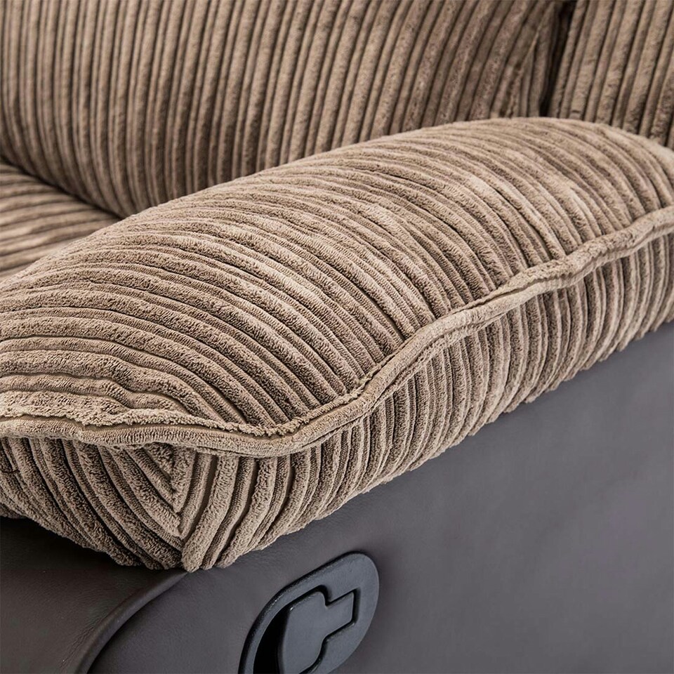 image 1 of Postana 2 Seater Manual High Back Jumbo Cord Fabric Recliner Sofa (Brown)