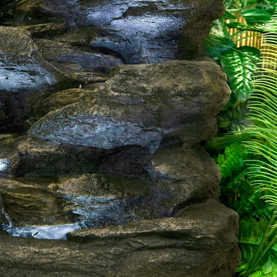 image 1 of Primrose 4 Tier Rock Falls Patio Garden Water Feature with LED Lights 54cm