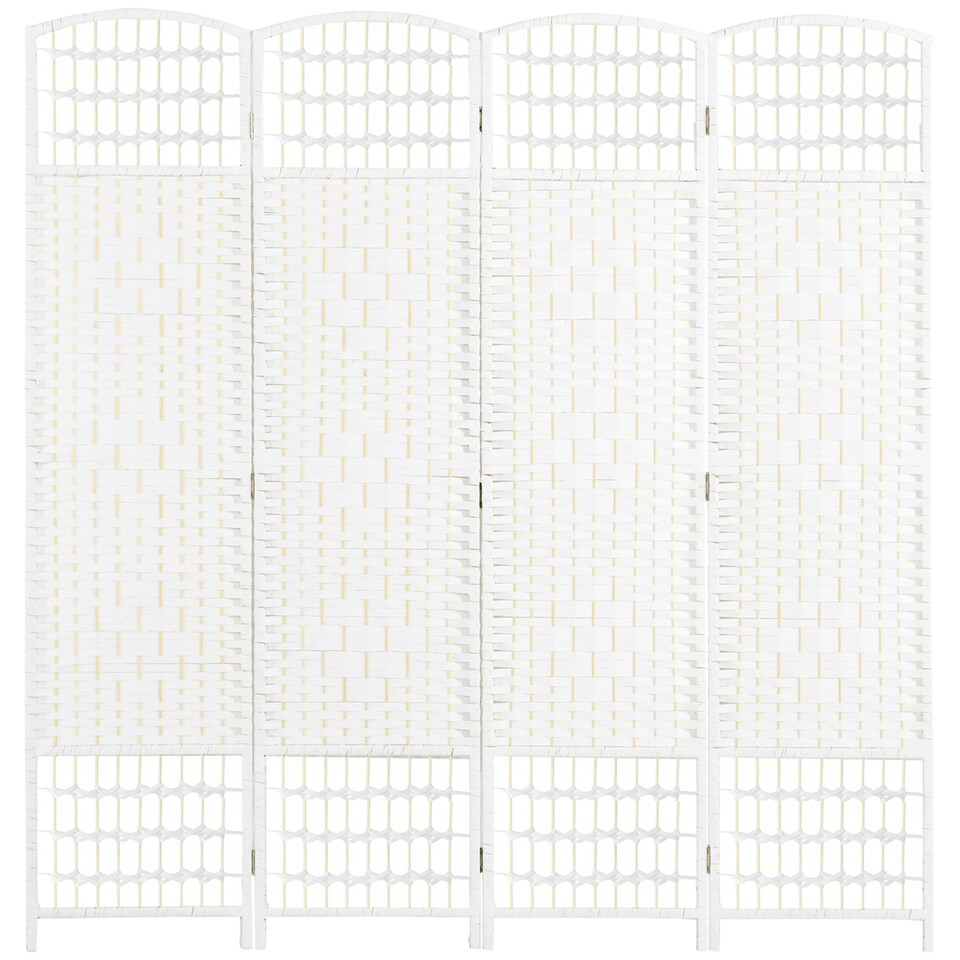 image 1 of HOMCOM 4 Panel Folding Room Divider, Privacy Screen, Freestanding Paravent Partition Separator for Living Room, Bedroom and Office, 160 x 170cm, White