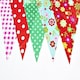 image 2 of Red and Green Shabby Chic Vintage Print Party Bunting 10m with 20 Pennants