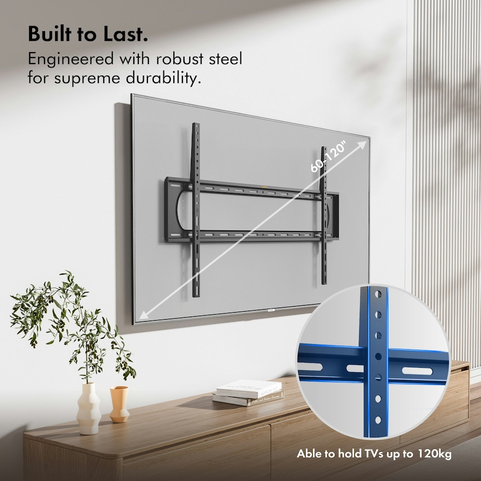 image 1 of VonHaus Ultra-Slim TV Wall Bracket for 60-120" Screens, 120kg Capacity
