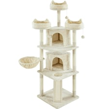 Yaheetech 175 cm Plush Cat Tower with Condos Beige