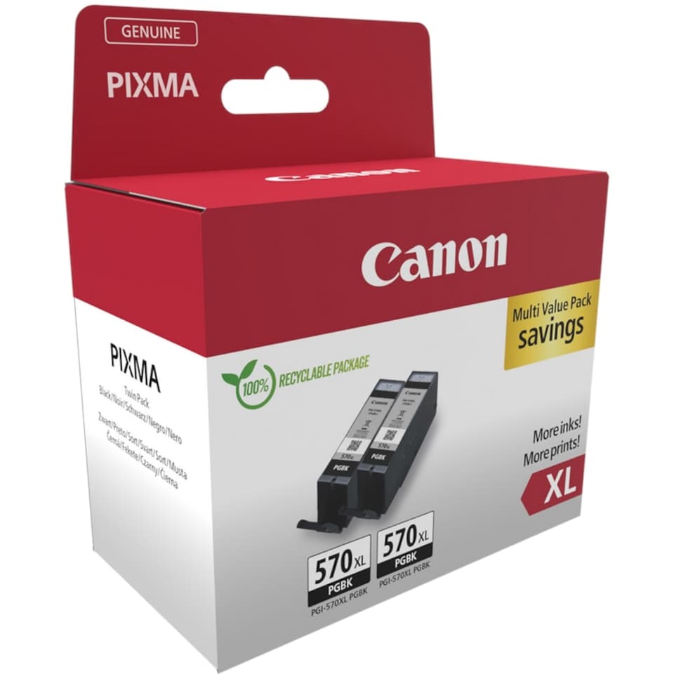 image 1 of 2x Canon PGI570XL Black Ink Cartridges Multi | Set of 5 Canon PGI570XL CLI571 Original Ink Cartridges