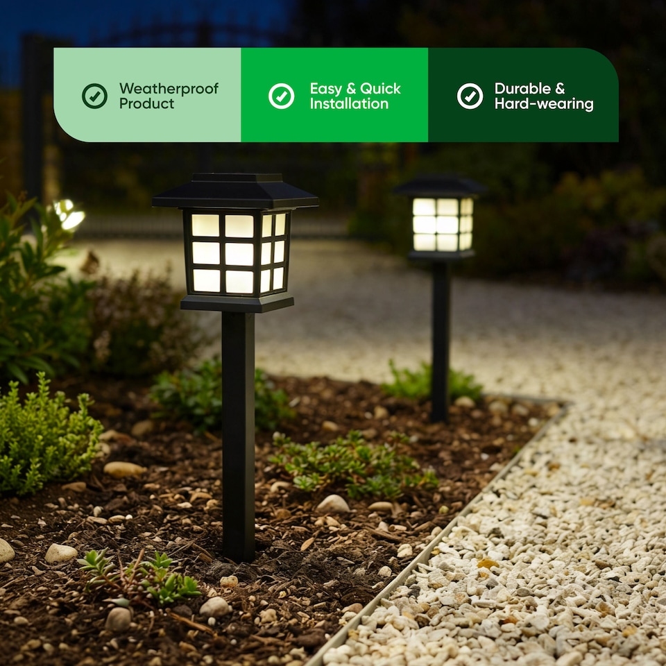 image 1 of Gardenwize 12 Pack Solar Pathway Lights Warm White LED