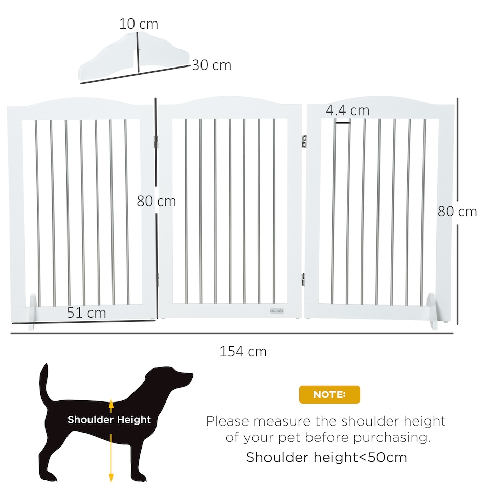 image 1 of PawHut Foldable Dog Gate, Freestanding Pet Gate with Two Support Feet
