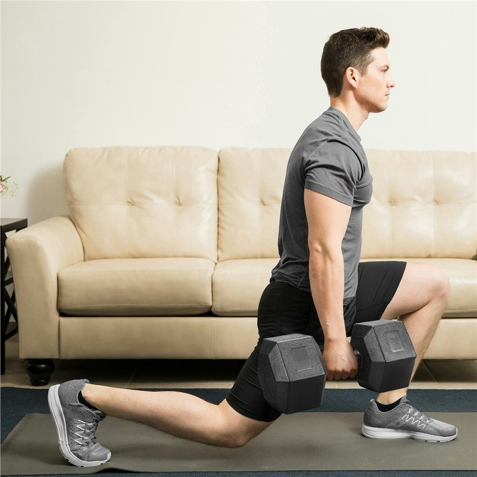 image 1 of Yaheetech 2x10kg (Sold in Pair) Hex Dumbbells Set Black