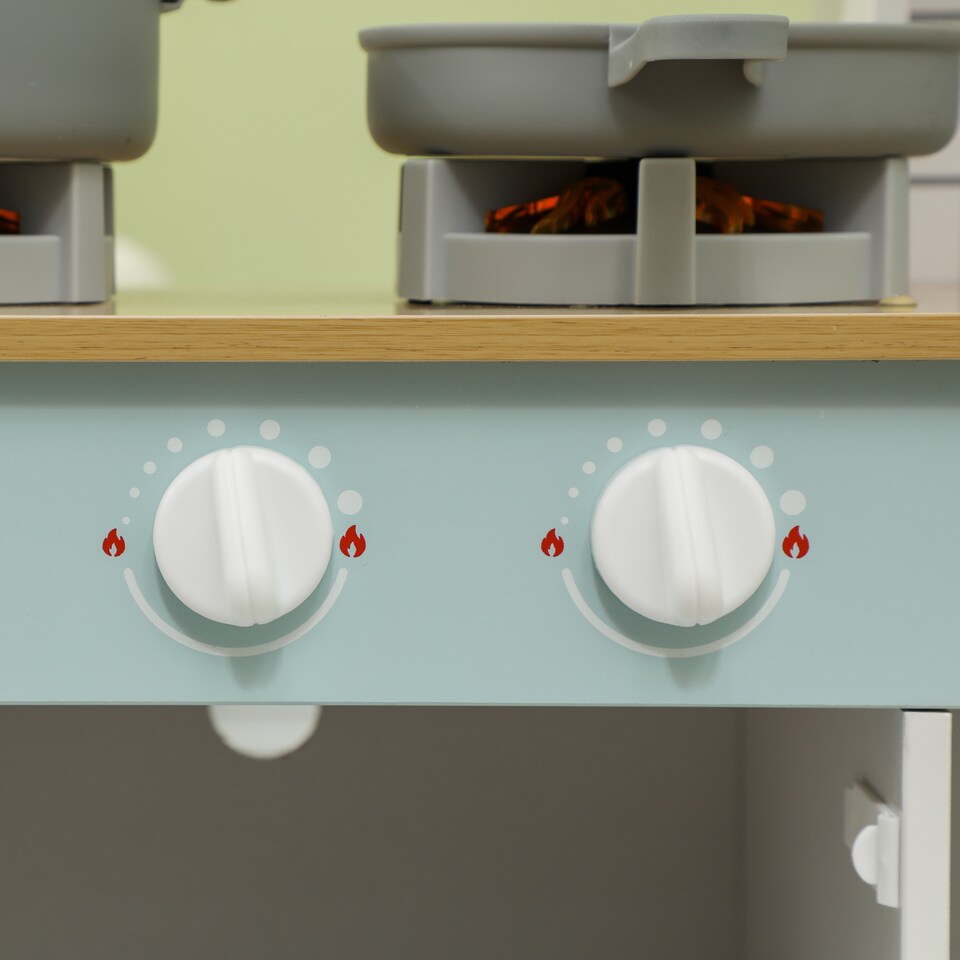 image 1 of AIYAPLAY Toy Kitchen, Pretend Role Play Kitchen w/ Ice Maker, Microwave