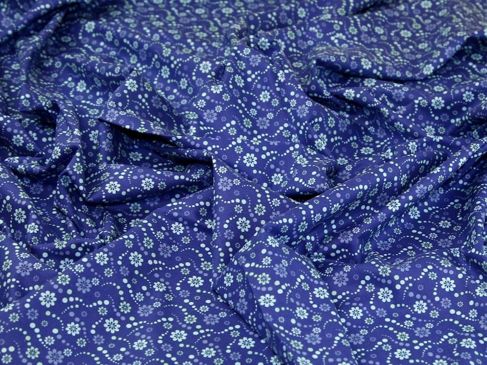 Blue Organic 100% Cotton Fabric for Bag Making, Dressmaking, Quilting, 146cm / 57" Wide - per metre