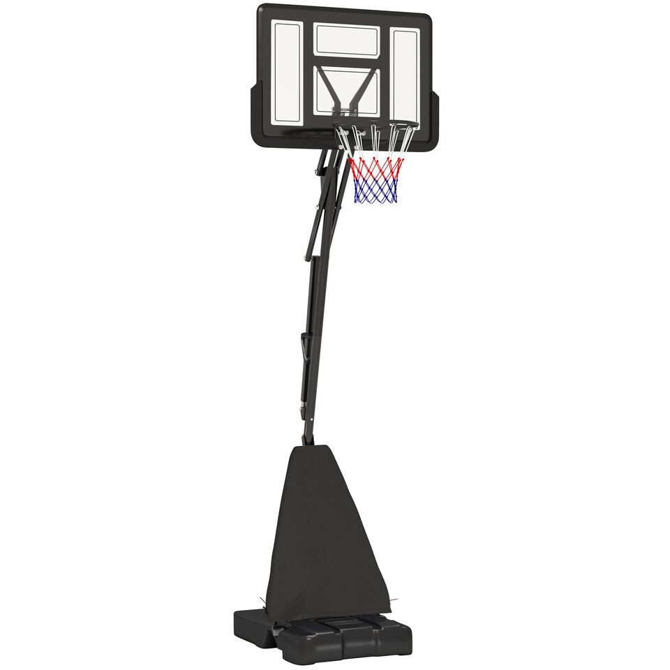 image 1 of SPORTNOW Basketball Hoop Outdoor, Height Adjustable Basketball Hoop and Stand with Rebound System, Weighted Base, Portable on Wheels, 2.45-3.05m, for Teens, Juniors, Adults, Black