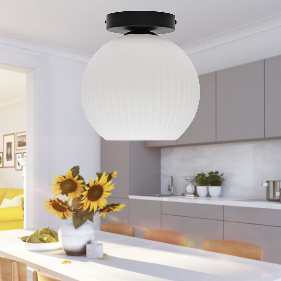 image 1 of Cynthia - Black Ceiling Flush Mount Ceiling Light for Easy Fit Shades