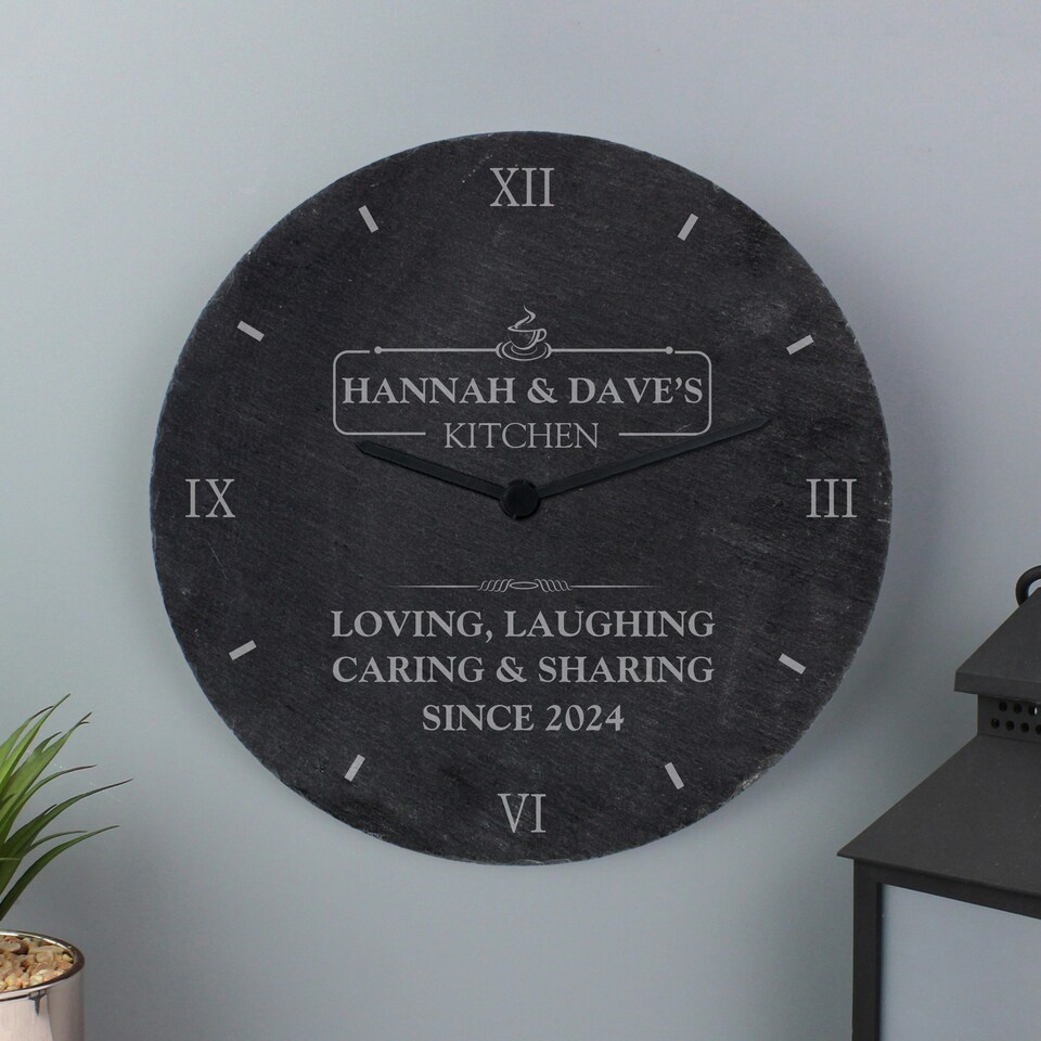 image 1 of Personalised Kitchen Slate Clock