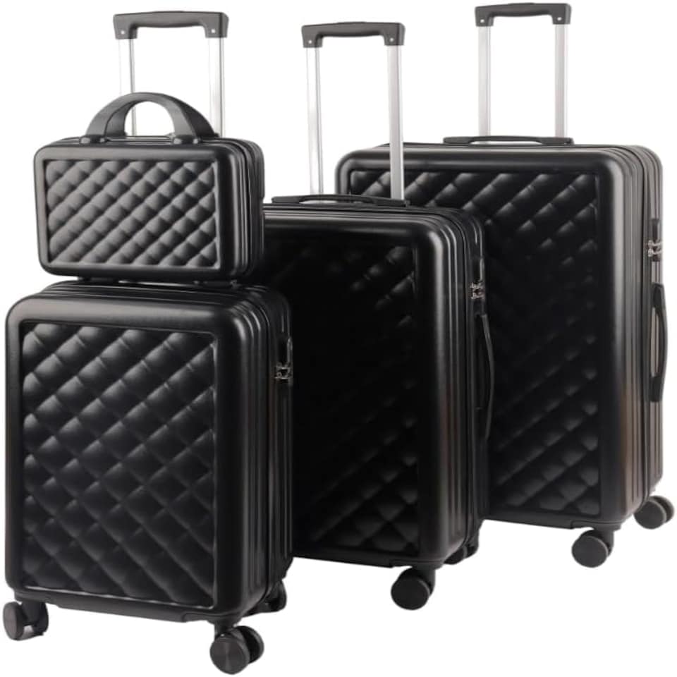 image 1 of Alivio Set of 4 Piece Luggage Set, Lightweight Hard Shell ABS Suitcase (Black) Black | Large
