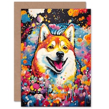 Shiba Inu Pet Portrait Colourful Dog Lover Card
