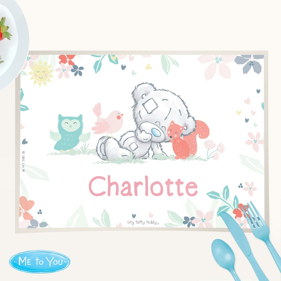image 1 of Personalised Tiny Tatty Teddy Woodland Animal Placemat