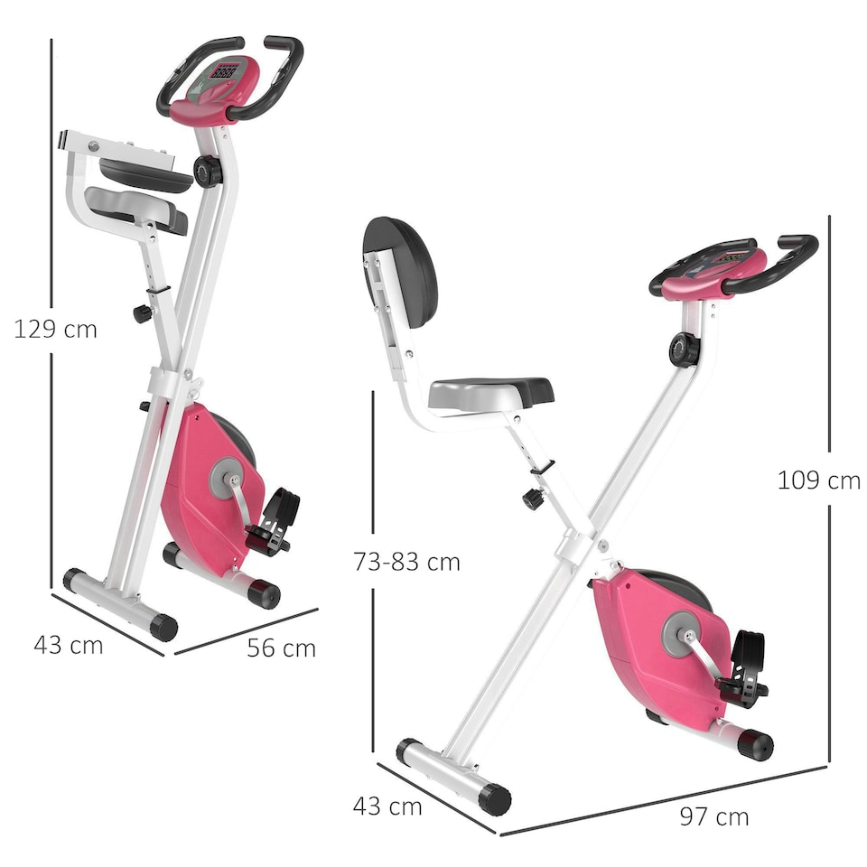 image 1 of HOMCOM Magnetic Resistance Exercise Bike Foldable LCD Adjustable Seat Grey