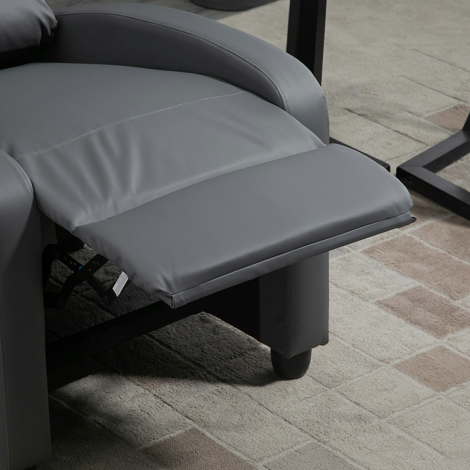 image 1 of HOMCOM Recliner Sofa Chair PU Leather Massage Armcair w/ Remote Control, Grey