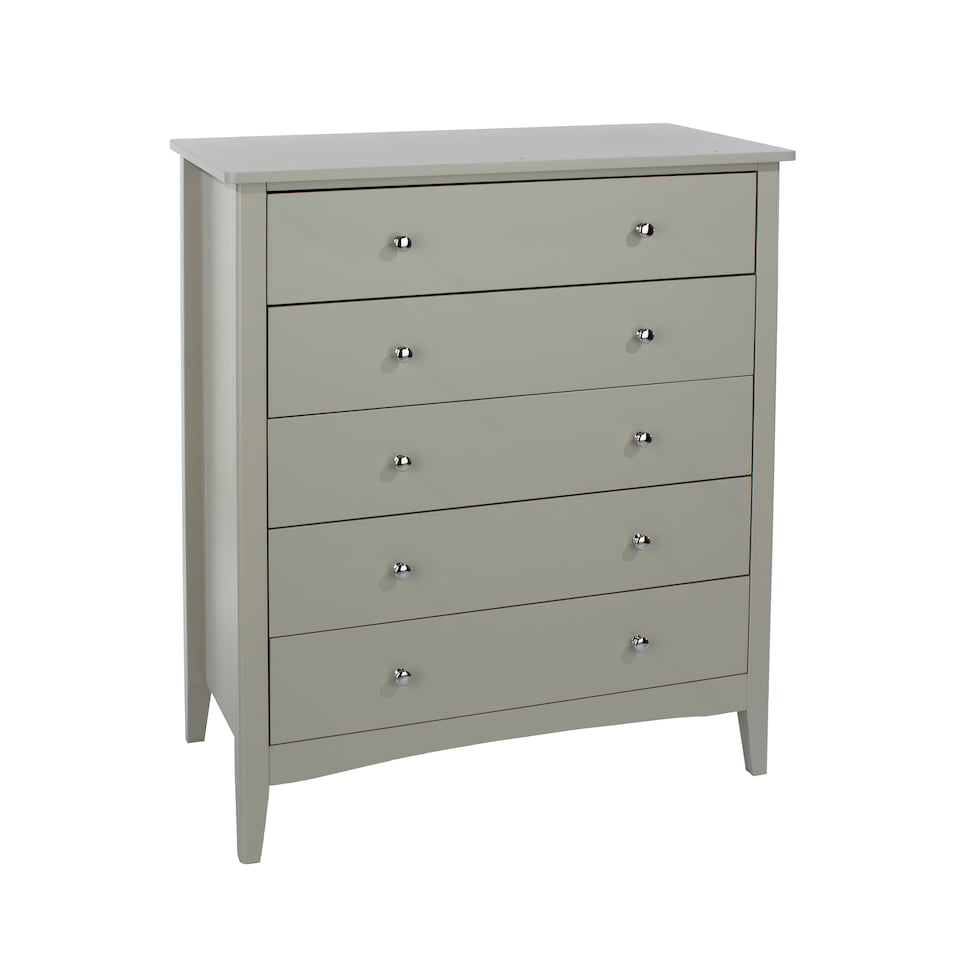 image 1 of Como 5 Drawer Chest of Drawers - Shaker Style Bedroom Storage Cabinet with Space Saving Design | Grey | Grey | 1