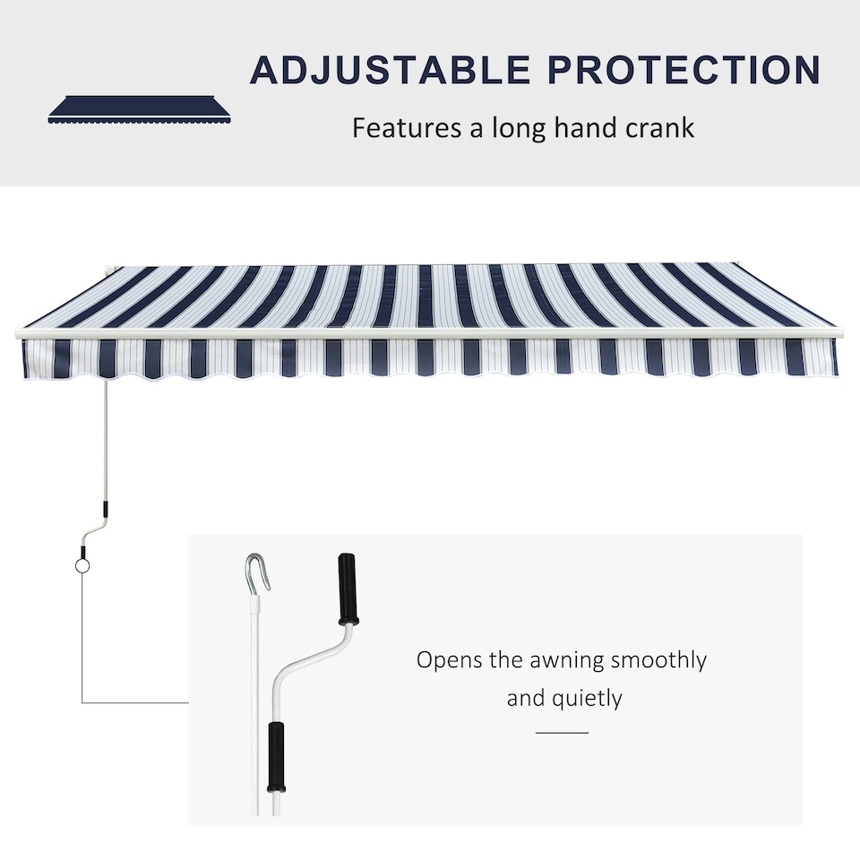 image 1 of Outsunny Garden Sun Shade Canopy Retractable Awning, 3 x 2.5m, Blue and White Blue