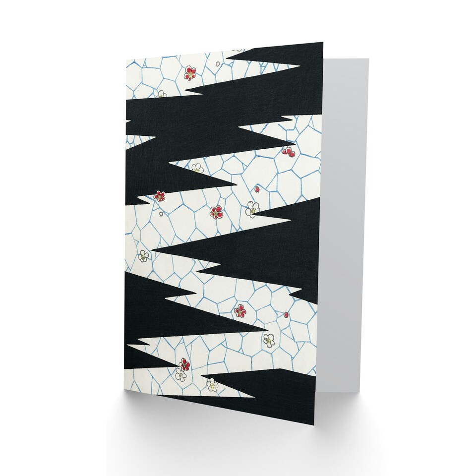 image 1 of Shin Bijutsukai Japanese Art Card Flowers On Footpath Pattern