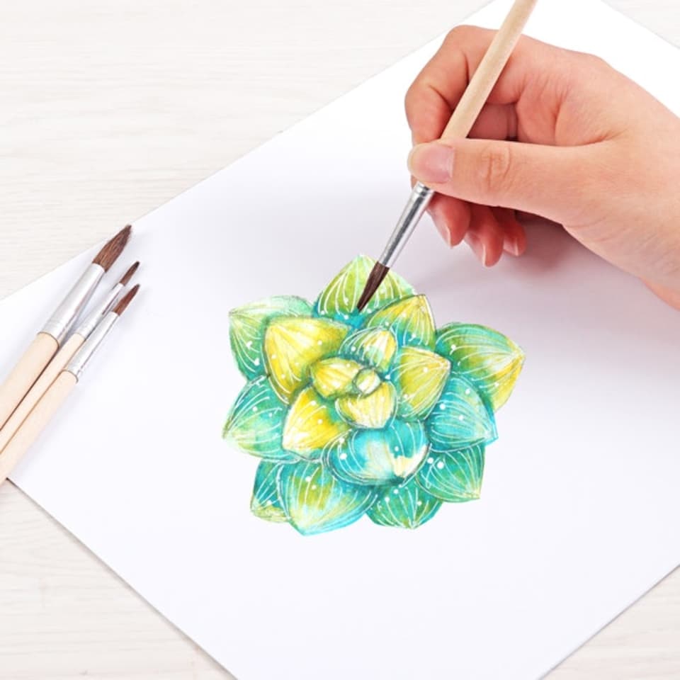 image 1 of Pack of 4 Assorted Size Wooden Handle Horsehair Artist Oil Painting Brushes