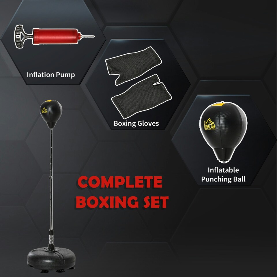 image 1 of HOMCOM Punching Bag with Stand Boxing Bag Set with Adjustable Height 