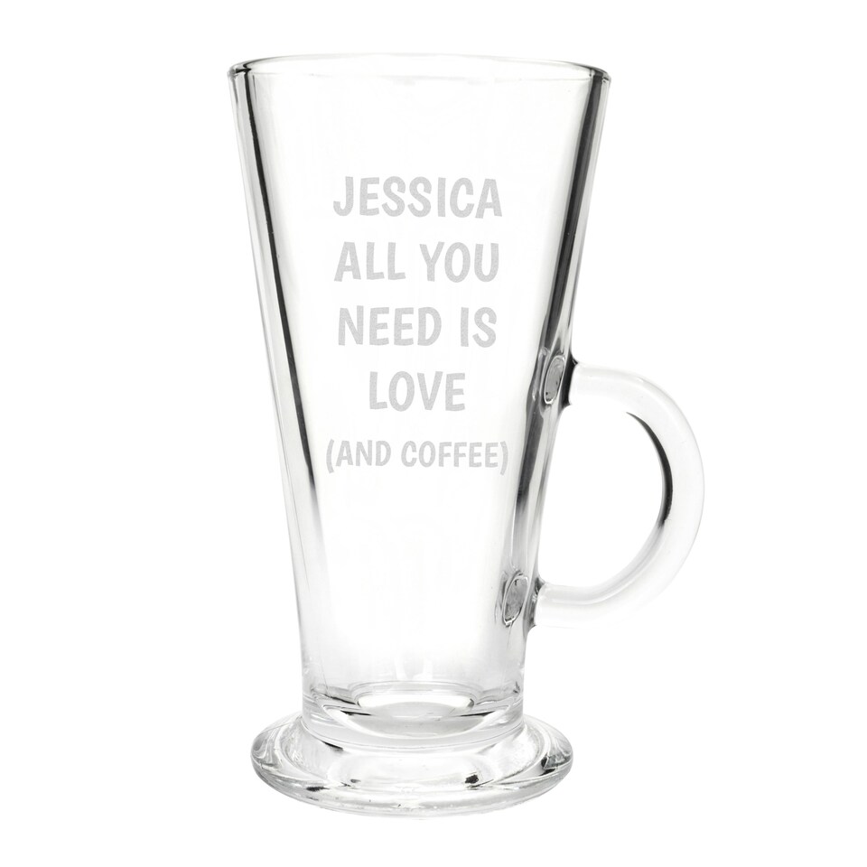 image 1 of Personalised All You Need Is Love Latte Glass Clear