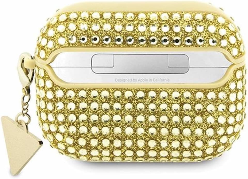 image 1 of Guess Rhinestone Triangle Charm Case for Airpods Pro 2 Gold - GUAP2HDGTPD