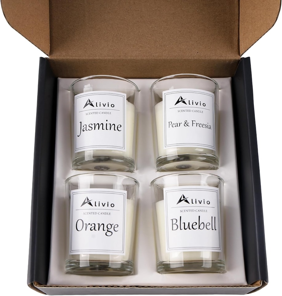 image 1 of Alivio 4-Piece Natural Soy Wax Scented Candle Set  Aromatherapy for Stress Relief & Relaxation